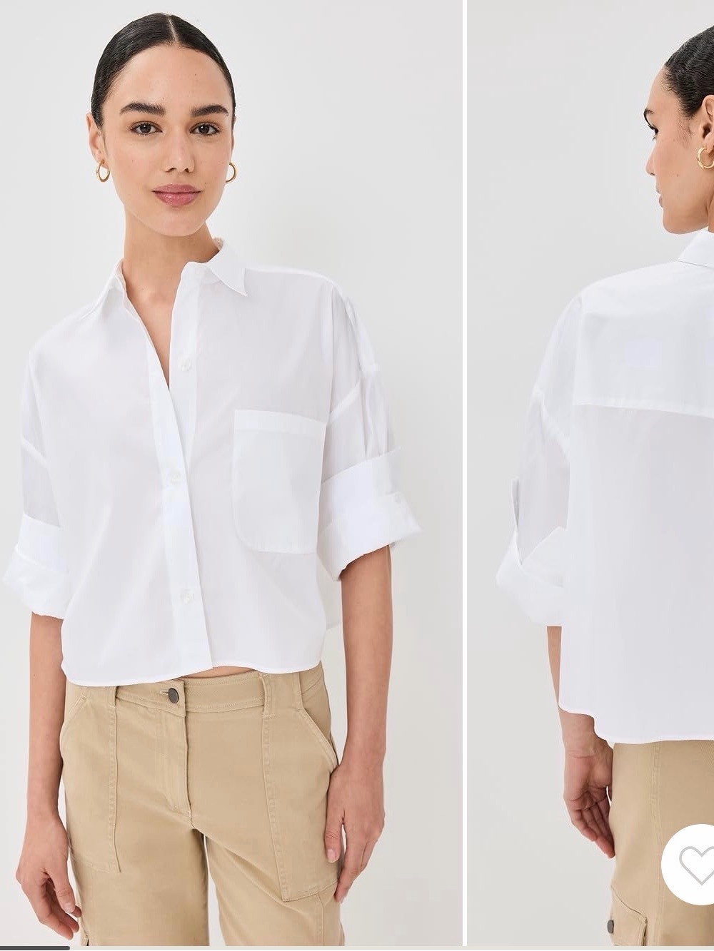 Women's White Short-Sleeve Button-Down Shirt - Modern Relaxed Fit